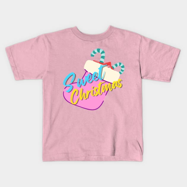 Retro Sweet Christmas and Pink sock Kids T-Shirt by Yenz4289
